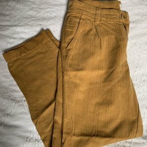 mustard yellow linen anthropologie pants